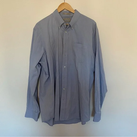Nordstrom Men’s Traditional Fit Light Blue Dress Shirt, Size 18/38, 100% Cotton - Picture 1 of 4